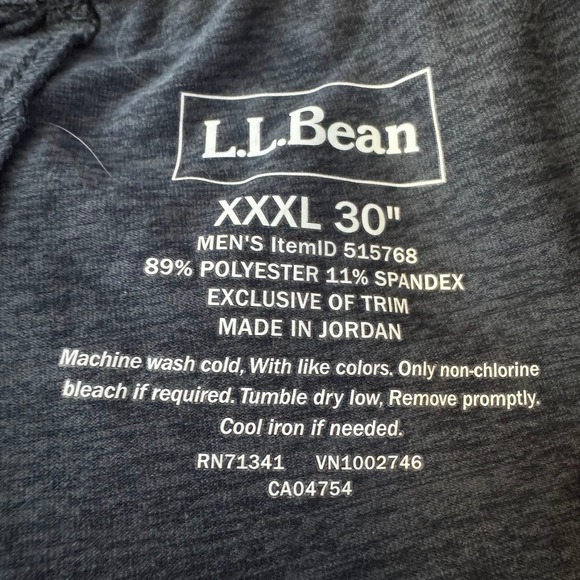 LL Bean Mens VentureSoft Pants Blue XXXL 30" Drawstring Waist Casual Relaxed Fit - Picture 5 of 6